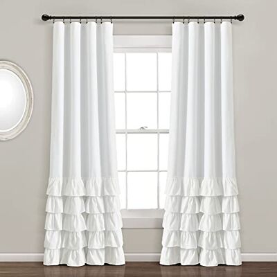 Lush Decor Allison Ruffle 100% gevoerd verduisterende raamgordijnpaneel (enkel paneel), 84" L x 40" W, wit Lush Decor Allison Ruffle 100% gevoerd verduisterende raamgordijnpaneel (enkel paneel), 84" L x 40" W, wit