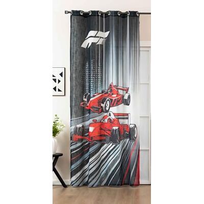 Gardinenbox Gordijn met ogen, grove vezel, HxB 245 x 140 cm, zwart racepatroon, digitaal bedrukt, linnenlook, half-transparant, ondoorzichtig, 2024120 Gardinenbox Gordijn met ogen, grove vezel, HxB 245 x 140 cm, zwart racepatroon, digitaal bedrukt, linnenlook, half-transparant, ondoorzichtig, 2024120