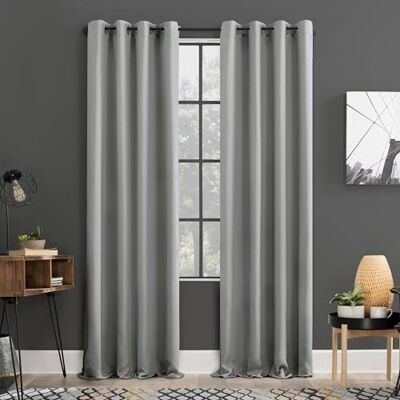 Sun Zero Soho 2-pack verduisterende energie-efficiënte doorvoertule gordijnpaneel paar, 54" x 108", zilver Sun Zero Soho 2-pack verduisterende energie-efficiënte doorvoertule gordijnpaneel paar, 54" x 108", zilver