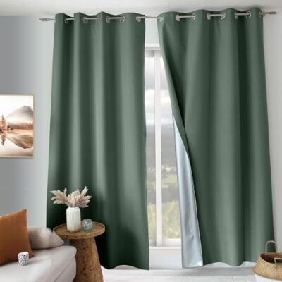 Enjoy Home ED Thermisch verduisteringsgordijn, olijfgroen, isolerend, tegen kou en warm, 100% verduisterend, afwerking met ogen, 135 x 240 cm, satijnen stof, technische voering, Oxford-collectie Enjoy Home ED Thermisch verduisteringsgordijn, olijfgroen, isolerend, tegen kou en warm, 100% verduisterend, afwerking met ogen, 135 x 240 cm, satijnen stof, technische voering, Oxford-collectie