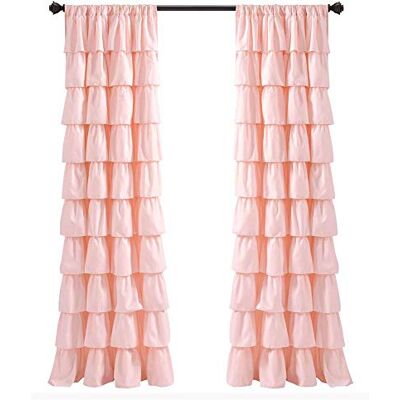 Lush Decor , Blush ruches raamgordijn shabby chic boerderijstijl paneel voor woonkamer, eetkamer, slaapkamer (Eenpersoons), 213,4 cm x 50 L Lush Decor , Blush ruches raamgordijn shabby chic boerderijstijl paneel voor woonkamer, eetkamer, slaapkamer (Eenpersoons), 213,4 cm x 50 L