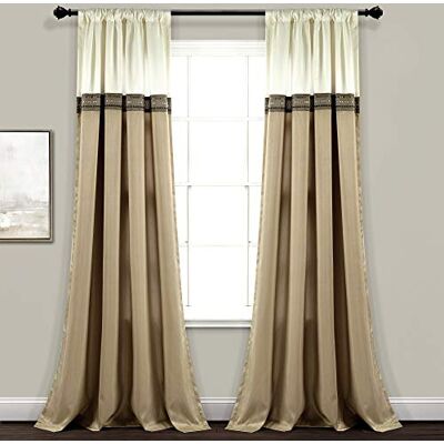 Lush Decor Terra raamgordijnpaneel paar, 84" L x 54" W, beige & ivoor Lush Decor Terra raamgordijnpaneel paar, 84" L x 54" W, beige & ivoor