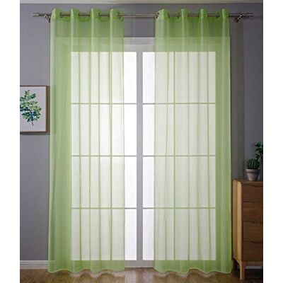 Gardinenbox 203322 Set van 2 ingestanste ringen, transparant, voor de woonkamer, voile, loodband, H x B 145 x 140 cm, appelgroen Gardinenbox 203322 Set van 2 ingestanste ringen, transparant, voor de woonkamer, voile, loodband, H x B 145 x 140 cm, appelgroen