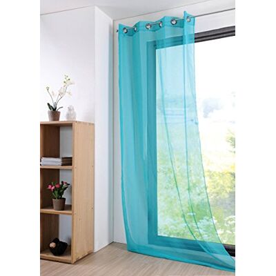 Stof CDaffaires Gordijn gezandstraald 135 x 260 cm Monna blauw turquoise Stof CDaffaires Gordijn gezandstraald 135 x 260 cm Monna blauw turquoise