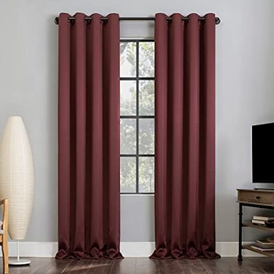 Sun Zero Nordic 2-pack Theater Grade Extreme 100% verduisterende doorvoertule gordijnpaneel paar, 52 "x 84", wijn Sun Zero Nordic 2-pack Theater Grade Extreme 100% verduisterende doorvoertule gordijnpaneel paar, 52 "x 84", wijn