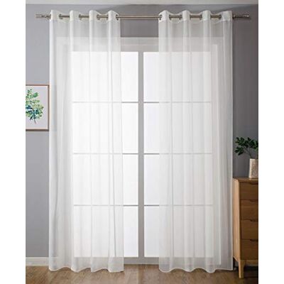 Gardinenbox 203322 Set van 2 ingestanste ringen, transparant, voor de woonkamer, voile, loodband, H x B 145 x 140 cm, wit Gardinenbox 203322 Set van 2 ingestanste ringen, transparant, voor de woonkamer, voile, loodband, H x B 145 x 140 cm, wit