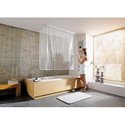 Kleine Wolke Complete set hoekdoucherolgordijn voor bad Wit 138 x 240 cm en 62 x 240 cm Kleine Wolke Complete set hoekdoucherolgordijn voor bad Wit 138 x 240 cm en 62 x 240 cm