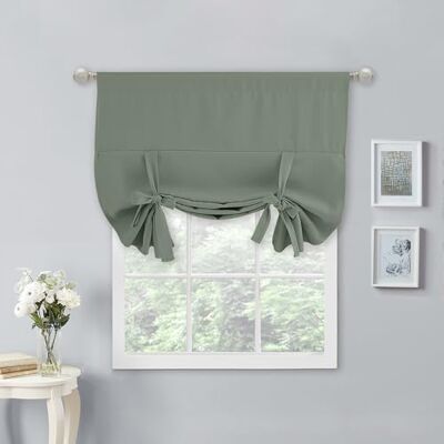 NICETOWN Vastbinden volant gordijnen voor raam verstelbare volant 137 cm lang boerderij raambekleding voor keuken woonkamer licht filterstaaf zak, 1 paneel, grijsachtig groen, 40 W x 54 L NICETOWN Vastbinden volant gordijnen voor raam verstelbare volant 137 cm lang boerderij raambekleding voor keuken woonkamer licht filterstaaf zak, 1 paneel, grijsachtig groen, 40 W x 54 L