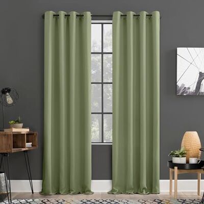 Sun Zero Soho 2-pack verduisterende energie-efficiënte doorvoertule gordijnpaneel paar, 54" x 108", saliegroen Sun Zero Soho 2-pack verduisterende energie-efficiënte doorvoertule gordijnpaneel paar, 54" x 108", saliegroen