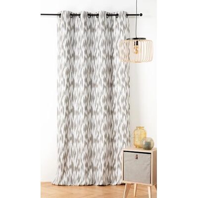 Linder Gordijn met Ikat-motief – Upcycle stof – etnische stijl – geweerogen – kleur beige taupe – afmetingen 140 x 280 cm – 67% polyester 31% katoen 2% andere vezels – collectie Ikat Linder Gordijn met Ikat-motief – Upcycle stof – etnische stijl – geweerogen – kleur beige taupe – afmetingen 140 x 280 cm – 67% polyester 31% katoen 2% andere vezels – collectie Ikat