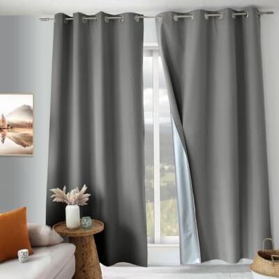 Enjoy Home ED Thermisch verduisteringsgordijn, oogjes, Oxford Coll 100% verduisterend, koude- en warmte-isolerend, lichtgrijs, 135 x 240 cm, satijnen stof, technische voering Enjoy Home ED Thermisch verduisteringsgordijn, oogjes, Oxford Coll 100% verduisterend, koude- en warmte-isolerend, lichtgrijs, 135 x 240 cm, satijnen stof, technische voering