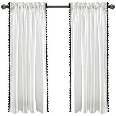 Lush Decor Pom gordijn Getextureerd, effen kleur vintage chique stijl vensterpaneel voor woonkamer, eetkamer, slaapkamer (enkel), zwart, 127 cm B x 160 cm L Lush Decor Pom gordijn Getextureerd, effen kleur vintage chique stijl vensterpaneel voor woonkamer, eetkamer, slaapkamer (enkel), zwart, 127 cm B x 160 cm L