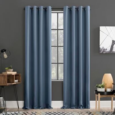 Sun Zero Soho 2-pack verduisterende energie-efficiënte doorvoertule gordijnpaneel paar, 54" x 84", denim blauw Sun Zero Soho 2-pack verduisterende energie-efficiënte doorvoertule gordijnpaneel paar, 54" x 84", denim blauw