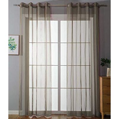 Gardinenbox 203322, set van 2 ingestanste ringen, transparant, voor de woonkamer, voile, loodband, H x B 225 x 140 cm, nougat Gardinenbox 203322, set van 2 ingestanste ringen, transparant, voor de woonkamer, voile, loodband, H x B 225 x 140 cm, nougat