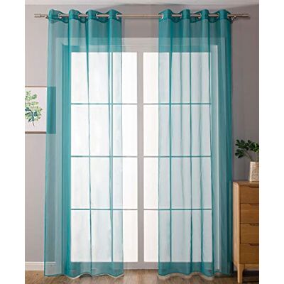 Astek 203322-055 Turquoise Set met 2 doorzichtige voilegordijnen - Gardijnenset Astek 203322-055 Turquoise Set met 2 doorzichtige voilegordijnen - Gardijnenset