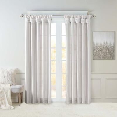 Madison Park Emilia Zijden Gordijn met inkijkvoering, doe-het-zelf Twist Tab Top, raamgordijnen voor woonkamer, slaapkamer en slaapzaal, 50x108, zilver Madison Park Emilia Zijden Gordijn met inkijkvoering, doe-het-zelf Twist Tab Top, raamgordijnen voor woonkamer, slaapkamer en slaapzaal, 50x108, zilver