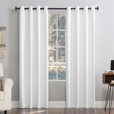 Sun Zero Columbia 2-pack thermische energiebesparing 100% verduisterende doorvoertule gordijnpaneel paar, 127 x 160 cm, wit Sun Zero Columbia 2-pack thermische energiebesparing 100% verduisterende doorvoertule gordijnpaneel paar, 127 x 160 cm, wit