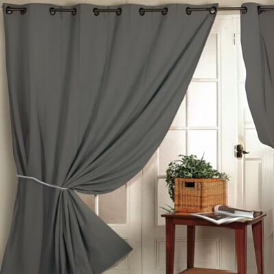 Homemaison gordijn, 100% ondoorzichtig, vlamvertragend, M1 geen vuur, polyester, grijs, 180 x 140 cm Homemaison gordijn, 100% ondoorzichtig, vlamvertragend, M1 geen vuur, polyester, grijs, 180 x 140 cm