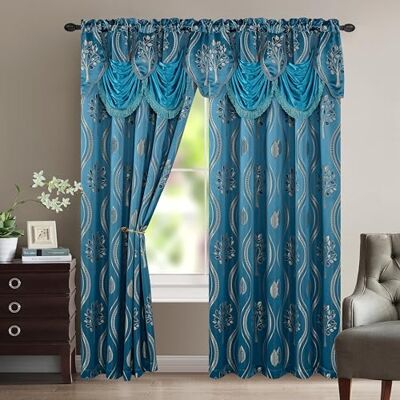 Elegant Comfort Luxueuze mooie gordijnpaneelset met bevestigde volant en achterkant 137,2 cm x 213,4 cm (set van 2), marineblauw Elegant Comfort Luxueuze mooie gordijnpaneelset met bevestigde volant en achterkant 137,2 cm x 213,4 cm (set van 2), marineblauw