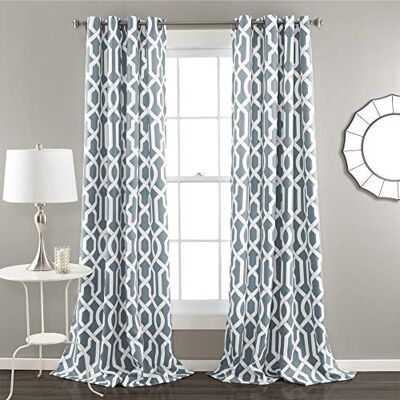 Lush Decor Gordijnen kamer verduistering blauw venster paneel set voor wonen, dineren, slaapkamer (paar), polyester, 52" B x 84" L (Pack van 1) Lush Decor Gordijnen kamer verduistering blauw venster paneel set voor wonen, dineren, slaapkamer (paar), polyester, 52" B x 84" L (Pack van 1)