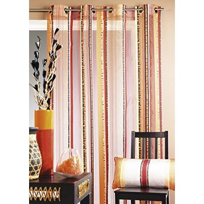 Homemaison HM69222984 gordijn, organza, jacquard, verticale strepen, grijs, afmetingen: 140 x 260 cm Homemaison HM69222984 gordijn, organza, jacquard, verticale strepen, grijs, afmetingen: 140 x 260 cm