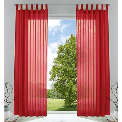 Gardinenbox Set van 2 gordijnen, transparant, voor woonkamer, voile met loodband, H x B 225 x 140 cm, rood, 61000CN Afneembare lussen voor gordijnrail, ingenaaide plooiband, loodband, 100% polyester voile, wasbaar op 40 °C Gardinenbox Set van 2 gordijnen, transparant, voor woonkamer, voile met loodband, H x B 225 x 140 cm, rood, 61000CN Afneembare lussen voor gordijnrail, ingenaaide plooiband, loodband, 100% polyester voile, wasbaar op 40 °C