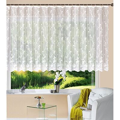 Astek Jacquard Gordijn - Bloemenpatroon, Wit, 145x450 cm - Gordijn Astek Jacquard Gordijn - Bloemenpatroon, Wit, 145x450 cm - Gordijn