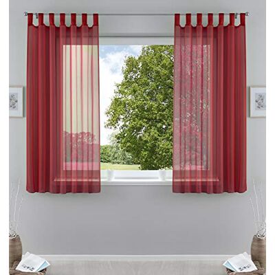 Gardinenbox Set van 2 gordijnen, transparant, set van 2 gordijnen, voor woonkamer, voile, lusgordijn met loodband, H x B 175 x 140 cm, bordeaux, 61000CN Gardinenbox Set van 2 gordijnen, transparant, set van 2 gordijnen, voor woonkamer, voile, lusgordijn met loodband, H x B 175 x 140 cm, bordeaux, 61000CN