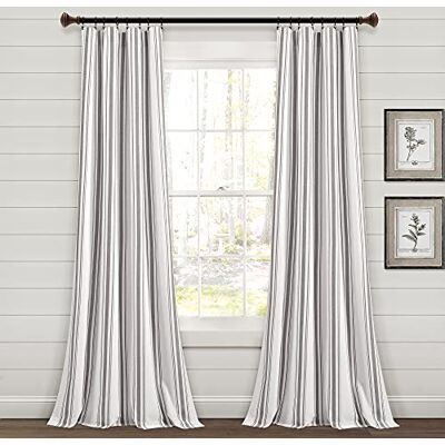 Lush Decor Boerderij Streep Garen Geverfd Katoen Venster Gordijnpaneel Paar, 84 "Lang x 42" breed, Grijs Lush Decor Boerderij Streep Garen Geverfd Katoen Venster Gordijnpaneel Paar, 84 "Lang x 42" breed, Grijs