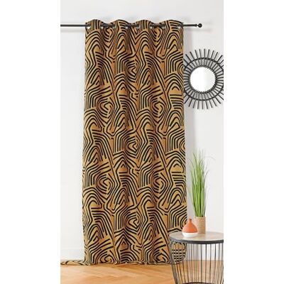 Linder Gordijn van stoffen upcyclé – geweven en geverfd in Frankrijk – etnische stijl – afwerking met oogjes – kleur geel en zwart – afmetingen 140 x 260 cm – collectie Nairobi Linder Gordijn van stoffen upcyclé – geweven en geverfd in Frankrijk – etnische stijl – afwerking met oogjes – kleur geel en zwart – afmetingen 140 x 260 cm – collectie Nairobi