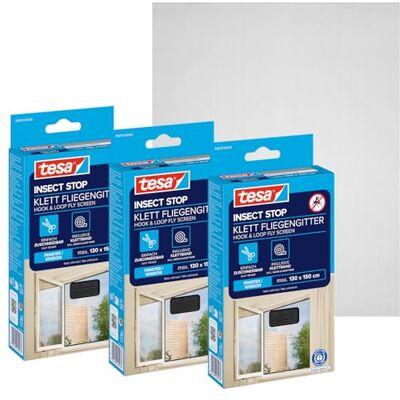 tesa INSECT STOP Klittenband Vliegenhor 3x 130 x 150 cm Antraciet 3-delige op maat te knippen insectenwering voor ramen zonder boren, muggenwering met zelfklevend klittenband wasbaar tesa INSECT STOP Klittenband Vliegenhor 3x 130 x 150 cm Antraciet 3-delige op maat te knippen insectenwering voor ramen zonder boren, muggenwering met zelfklevend klittenband wasbaar