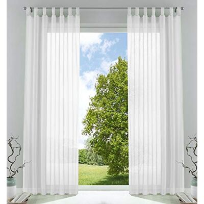 Gardinenbox Set van 2 gordijnen, transparant, voile gordijn met loodband, H x B 245 x 140 cm, wit, 61000CN Afneembare lussen voor gordijnrail, ingenaaide plooiband, loodband, 100% polyester voile, wasbaar op 40 °C Gardinenbox Set van 2 gordijnen, transparant, voile gordijn met loodband, H x B 245 x 140 cm, wit, 61000CN Afneembare lussen voor gordijnrail, ingenaaide plooiband, loodband, 100% polyester voile, wasbaar op 40 °C