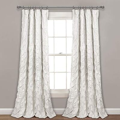 Lush Decor , Witte Ravello Pintuck Gordijnpaneel, 84" x 52", 84" L Lush Decor , Witte Ravello Pintuck Gordijnpaneel, 84" x 52", 84" L