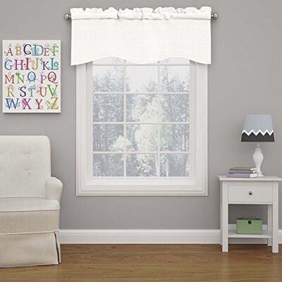 Eclipse Kendall Modern geschulpte Valance Rod Pocket Window Gordijn voor Keuken of Badkamer, 42 "x 18", Wit Eclipse Kendall Modern geschulpte Valance Rod Pocket Window Gordijn voor Keuken of Badkamer, 42 "x 18", Wit