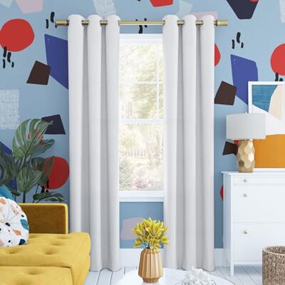 Sun Zero Halton Bright Vibes 100% Verduisterende Grommet Gordijnpaneel, 40 "x 84", Wit Sun Zero Halton Bright Vibes 100% Verduisterende Grommet Gordijnpaneel, 40 "x 84", Wit