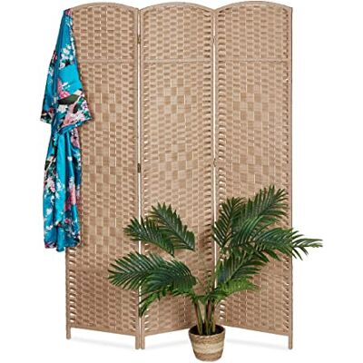 Relaxdays kamerscherm, 3-delige roomdivider, HxB 170x120 cm, voor binnen, scheidingswand, hout, papier, paravent, natuur Relaxdays kamerscherm, 3-delige roomdivider, HxB 170x120 cm, voor binnen, scheidingswand, hout, papier, paravent, natuur