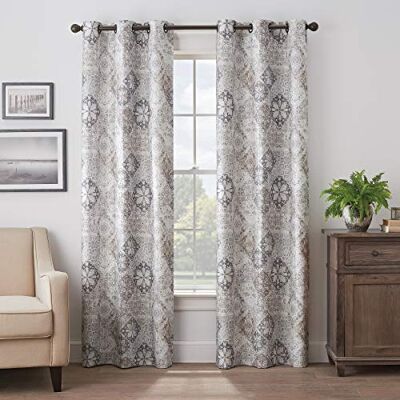 Eclipse Martina medaillon doorvoertule top gordijnen voor slaapkamer, enkel paneel, 40" x 108", taupe Eclipse Martina medaillon doorvoertule top gordijnen voor slaapkamer, enkel paneel, 40" x 108", taupe