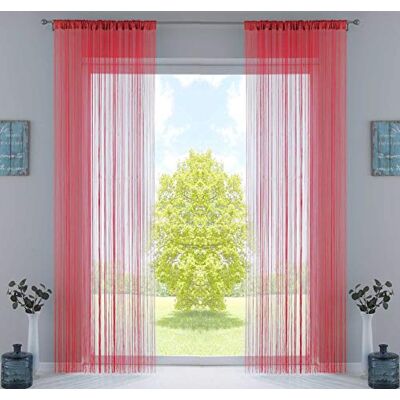 Gardinenbox Set van 2 draadgordijnen, H x B 250 x 140 cm, rood met trekkoord en ingenaaide plooiband, geschikt voor gordijnroedes en gordijnrails, draadgordijnen, draadgordijnen, ruimteverdeler, 20303CN2 Gardinenbox Set van 2 draadgordijnen, H x B 250 x 140 cm, rood met trekkoord en ingenaaide plooiband, geschikt voor gordijnroedes en gordijnrails, draadgordijnen, draadgordijnen, ruimteverdeler, 20303CN2