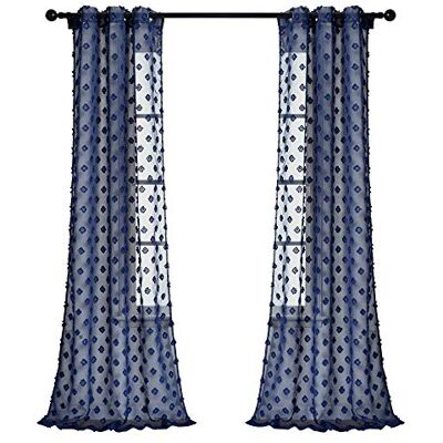 Lush Decor Navy Textured Dot Grommet Sheer Venster Gordijn Panel Paar (84 "x 38"), 84 " x 38 Lush Decor Navy Textured Dot Grommet Sheer Venster Gordijn Panel Paar (84 "x 38"), 84 " x 38