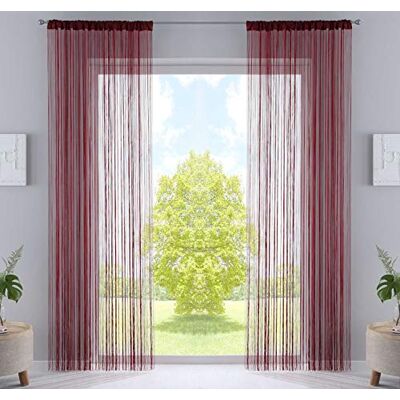 Gardinenbox Set van 2 draadgordijnen, H x B 250 x 140 cm, bordeaux met trekkoord en ingenaaide plooiband, geschikt voor gordijnroedes en gordijnrails, draadgordijnen, ruimteverdeler, 20303CN2 Gardinenbox Set van 2 draadgordijnen, H x B 250 x 140 cm, bordeaux met trekkoord en ingenaaide plooiband, geschikt voor gordijnroedes en gordijnrails, draadgordijnen, ruimteverdeler, 20303CN2