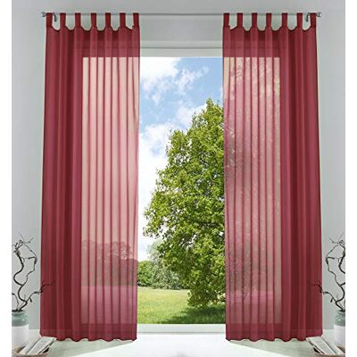 Gardinenbox Set van 2 gordijnen, transparant, voor de woonkamer, voile met loodband, H x B 245 x 140 cm, bordeaux, 61000CN Afneembare lussen voor gordijnrail, ingenaaide plooiband, loodband, 100% polyester voile, wasbaar op 40 °C Gardinenbox Set van 2 gordijnen, transparant, voor de woonkamer, voile met loodband, H x B 245 x 140 cm, bordeaux, 61000CN Afneembare lussen voor gordijnrail, ingenaaide plooiband, loodband, 100% polyester voile, wasbaar op 40 °C