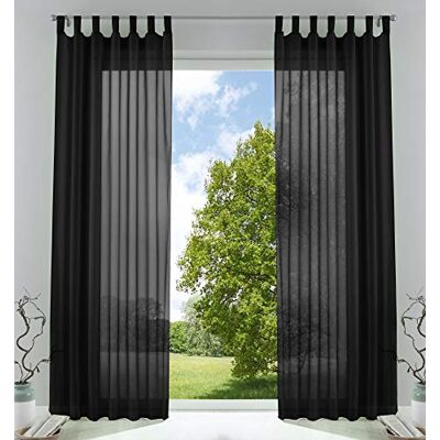 Gardinenbox Set van 2 gordijnen, transparant, voor de woonkamer, voile met loodband, H x B 245 x 140 cm, zwart, 61000CN Afneembare lussen voor gordijnrail, ingenaaide plooiband, loodband, 100% polyester voile, wasbaar op 40 °C Gardinenbox Set van 2 gordijnen, transparant, voor de woonkamer, voile met loodband, H x B 245 x 140 cm, zwart, 61000CN Afneembare lussen voor gordijnrail, ingenaaide plooiband, loodband, 100% polyester voile, wasbaar op 40 °C