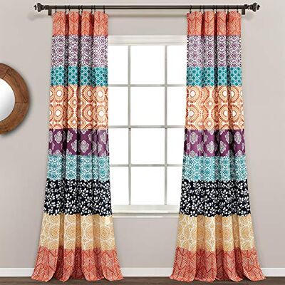 Lush Decor Boheemse streep raamgordijnpaneel paar, 84" L x 52" W, Fuchsia & Oranje Lush Decor Boheemse streep raamgordijnpaneel paar, 84" L x 52" W, Fuchsia & Oranje