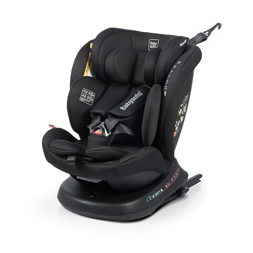 Babyauto Rodia Plus stoeltje, 360 graden draaibaar, ISOFIX Top Tether, kinderautostoel, groep 0+/1/2/3 (0-36 kg/0-12 jaar), autostoel met iSize 5-punts veiligheidsgordel zwart