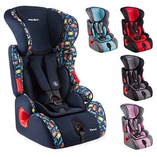 BABYLON Babyzitje auto Planet autokinderzitje groep 1/2/3, kinderzitje 9-36 kg (1 tot 12 jaar). Kinderzitje. Autostoel ECE R44/0 blauw/Bedrukte kittens