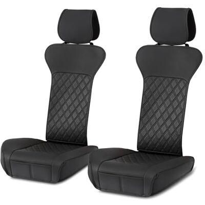 Amazon Basics Hoezen voor de voorste autostoelen, universele stoelbeschermers, luchtdoorlatend kunstleer, set van 2 Amazon Basics Hoezen voor de voorste autostoelen, universele stoelbeschermers, luchtdoorlatend kunstleer, set van 2