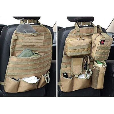 wrumava Wrumva Autostoel-rugleuning-organizer, tactisch Molle-nylon, voertuigpaneel, universele pasvorm, autoachterbank-beschermhoezen (lichtbruin) wrumava Wrumva Autostoel-rugleuning-organizer, tactisch Molle-nylon, voertuigpaneel, universele pasvorm, autoachterbank-beschermhoezen (lichtbruin)
