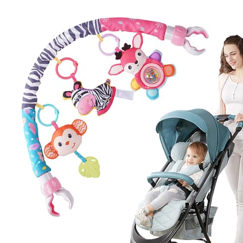 QARIDO Kinderwagenspeelgoed voor baby's Accessoires voor kinderwagens in dierenvorm Speelgoed   Kinderwagenaccessoires Speelgoed, speelgoed voor autostoeltje, spiraalvormig autostoeltje met