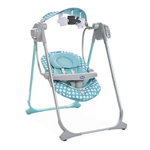 Chicco Polly Swing Up Elektronisch Wipstoeltje vanaf de Geboorte tot 9 kg, Verstelbare Wipstoel en Schommel met Vibratie, Hangend Speelgoed, Muziek en Afstandsbediening, Compacte Sluiting Lichtblauw