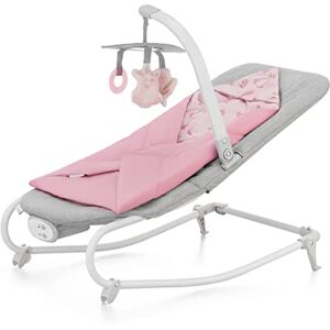 kk KinderKraft Kinderkraft FELIO2 Wipstoeltje, wipstoel voor baby's, sitter, elektrische schommelstoel, wiegje, opvouwbaar, liggende positie, met accessoires, afneembare speelboog, trilfunctie, 8 muziekjes, roze